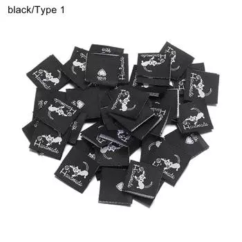 Мультяшный кот клубок вязальной шерсти ручной работы с любовью аксессуары для одежды бирки для одежды black-Type 1