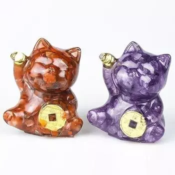 Мультяшный кот, креативные разноцветные смоляные маленькие мини-микропейзажи, милые украшения для дома