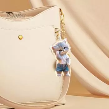 Мультяшный кот подвесное украшение для дома комнатная рождественская елка зеркало заднего вида автомобиля 2D плоский акриловый котенок человек подвесное украшение животное кулон Cat