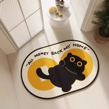 Мультяшный кот Простой диатомовый грязевой тип ванной комнаты Ванная комната Душевая комната Противоскользящая подушка для грязных ног Водопоглощение Быстросохнущая Бытовое использование 50 * 80cm