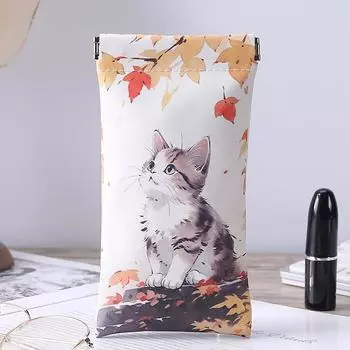 Мультяшный Кот Сумка для Очков Автоматическое Закрытие ПУ Кожа Кошелек Защитный Чехол Водонепроницаемый Защитный Чехол для Очков