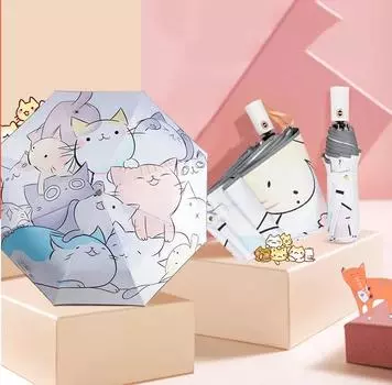 Мультяшный кот, животное, милый, для девочек, автоматический зонт, мальчик, динозавр, зонт, отражающий свет ночью, зонты для детей