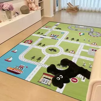 Мультяшный ковер для детской комнаты, мягкий фланелевый игровой коврик, декоративный ковер для спальни, нескользящий, моющийся, большой ковер для гостиной 60x90cm door mat