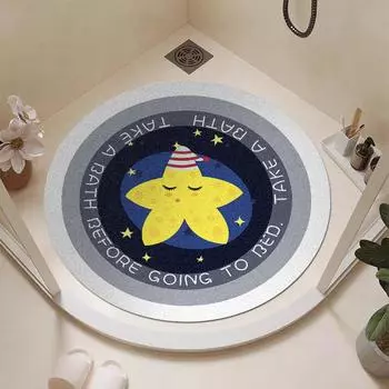 Мультяшный коврик для ванной комнаты, нескользящий коврик для душа, круглый мультяшный вырез в виде животного, нескользящий коврик для ванной комнаты, противоскользящий, можно резать 60*60