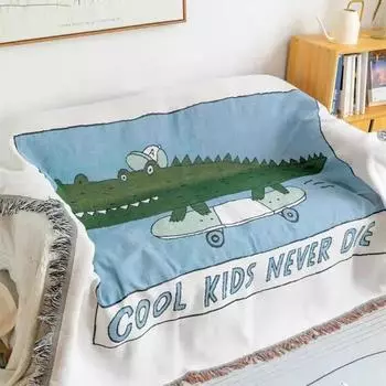 Мультяшный крокодиловый диван-плед, повседневное тканое одеяло для сна, переносное одеяло для пикника, коврик для кемпинга на открытом воздухе, настенный гобелен 160x130