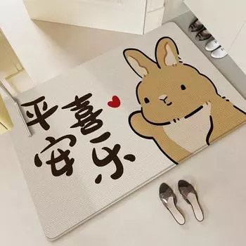 Мультяшный кролик, мир и радость, домашний входной ковер, флис Kenney, милый входной коврик для удаления пыли 50*80cm