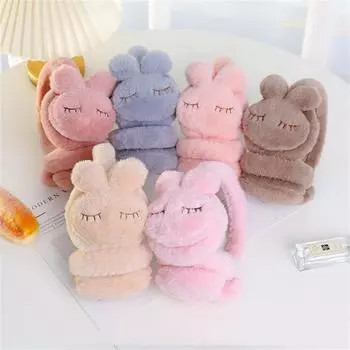 Мультяшный кролик наушники мягкие плюшевые толстые наушники женские зимние детские плюшевые наушники защита ушей утеплители теплые наушники крышка ушей