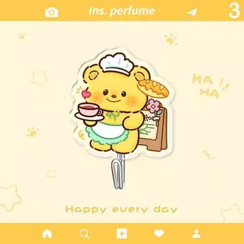 Мультяшный крючок для медведя-масла, акриловый крючок, настенная вешалка для одежды, дверная ручка, полотенце, ключ, крючок для хранения ювелирных изделий, кухонные принадлежности