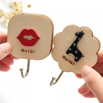 Мультяшный крючок для настенного крепления животных из дерева, вешалка для одежды в стиле ретро, маленький крючок без сверления