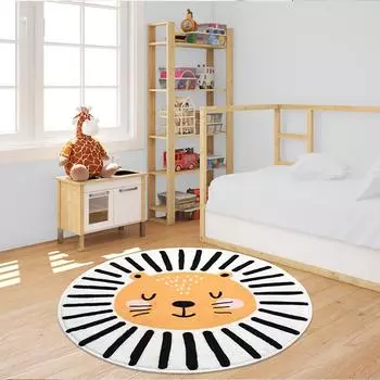 Мультяшный круглый плюшевый ковер - мягкий, моющийся полиэстеровый коврик для детей и украшения дома, простой в уходе и праздничный ковер 60CM