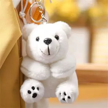 Мультяшный кулон для сумки Мужской Женский Рюкзак Плюшевый Брелок Брелок Медведь Плюшевый Кулон Плюшевый Белый Медведь белый