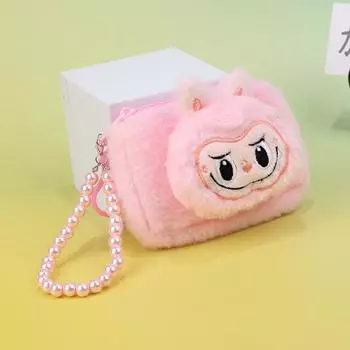 Мультяшный Лабубу, плюшевая сумка для монет, мягкая кукла, брелок для монет, кошелек на молнии, наушники, губная помада, кабель для передачи данных, сумка для хранения, подарок ребенку