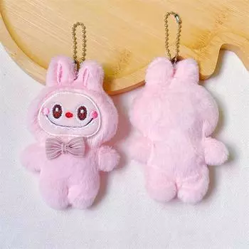 Мультяшный Лабубу плюшевые игрушки кукла брелок кавайный аниме кулон брелок милые дети девочки подарки на день рождения рюкзак повесить розовый
