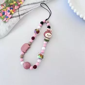Мультяшный Лабубу телефонная цепочка милый бисерный чехол для телефона подвесная веревка кавайный брелок кулон рюкзак украшения аксессуары подарки
