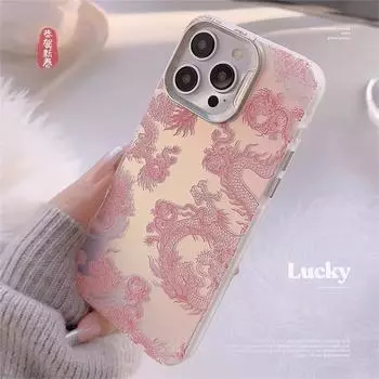 Мультяшный лазерный розовый дракон рельефный 3D милый ударопрочный чехол для телефона с новым годом для iPhone 11 12 promax 13 14 15 pro max plus чехол iPhone 15 Pro Max белый