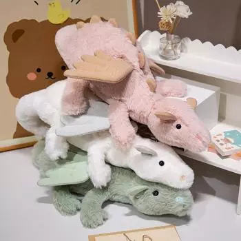 Мультяшный летающий дракон плюшевая игрушка с крыльями синий зеленый белый розовый длинный дракон плюшевая игрушка подарок на день рождения 50cm белый