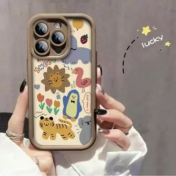 Мультяшный лев тигр животные милый принт модный чехол гибкий мягкий силиконовый чехол TPU полная задняя крышка для iPhone Samsung iPhone 5 чёрный