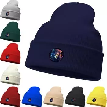 Мультяшный лев Зимняя вязаная шапка Beanie, шапка Animal Woman, рак Chemo Stretchable Повседневная шапка с помпоном Beanie as the picture зелёный