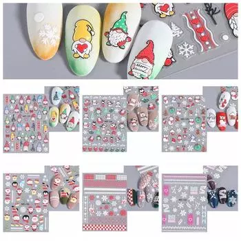 Мультяшный лось рождественские наклейки для ногтей Санта-Клаус рождественские украшения для ногтей леди MO-130