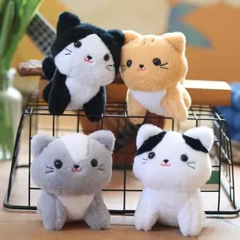 Мультяшный маленький цветочный кот VIP-гости кот плюшевая игрушка брелок кулон рюкзак подвески украшения подарки чёрный