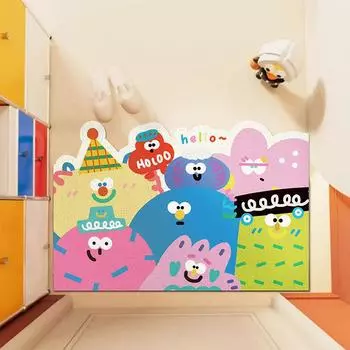 Мультяшный Маленький Монстр, Соскребающий Грязевой Коврик В Дверь Нескользящий Износостойкий Шелковый Коврик С Кольцом Для Дома Можно Разрезать В Дверной Коврик 40 * 60cm