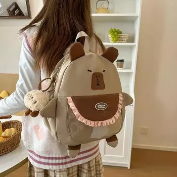 Мультяшный маленький рюкзак студенческий медведь большой вместимости детский рюкзак белый