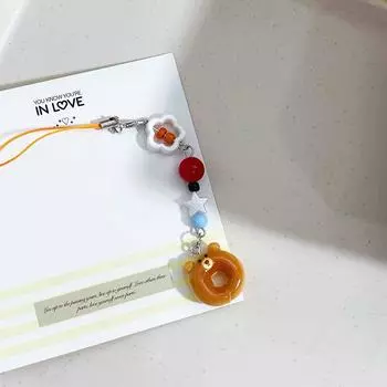 Мультяшный медведь, хлеб, пончики, телефонный шнурок, милая, бисерная цепочка для мобильного телефона, ручная работа, бисерный брелок для мобильного телефона, подвеска в виде камеры