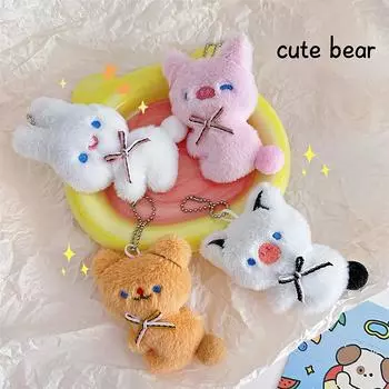 Мультяшный медведь, кролик, свинья, писк, брелок, подвеска, милая плюшевая кукла, игрушка, кавайная, мягкая, набитая сумка, украшения, пара, подвеска, подарки