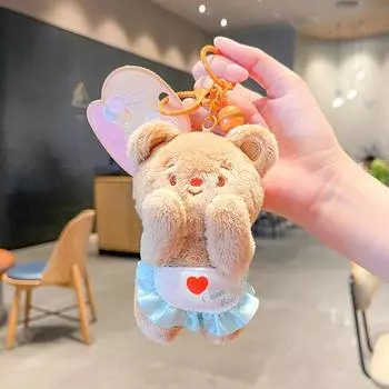 Мультяшный медведь, плюшевая игрушка с фартуком в форме сердца, чучело, плюшевая кукла, сделай сам, брелок, подвеска, украшение, украшение для рюкзака, подарок на день рождения коричневый