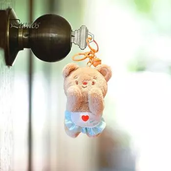 Мультяшный медведь, плюшевая игрушка с фартуком в форме сердца, чучело, плюшевая кукла, сделай сам, брелок, подвеска, украшение, украшение для рюкзака, подарок на день рождения коричневый