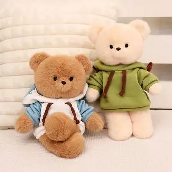 Мультяшный медведь плюшевые игрушки мягкие милые животные белый / коричневый медведь одежда толстовки кукла высокое качество подарок на день рождения для детей 40cm