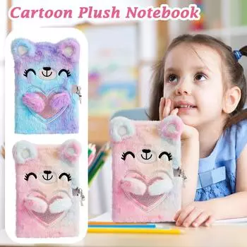Мультяшный медведь плюшевый блокнот с замком студенческий дневник формата А5 для девочек подарочная книга для девочек One Size светло-синий
