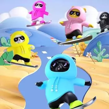 Мультяшный медведь-скейтбордист, забавные скейтборды, медведь, игрушка, центральная консоль, раздвижная фигурка, украшение, подарок для салона автомобиля красный