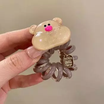 Мультяшный медведь телефонный провод эластичная резинка для волос для женщин и девочек простые резинки для волос милые милые кольца для волос аксессуары для волос