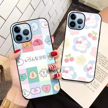 Забавный чехол с мультяшным медведем для Iphone 14pro Max 13 12 11 Mini Xs Xr X 7 8 6s Plus Se 2022, защитная стеклянная крышка Capinha For iPhone 14 Pro