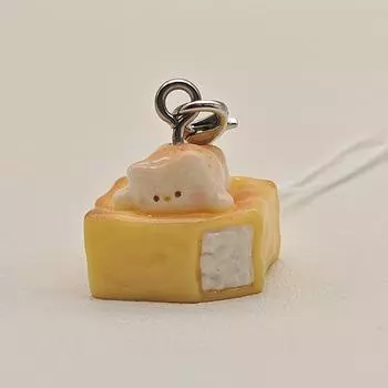 Мультяшный Медвежонок Яйцо Пирог Маленький Кот Пудинг Хлеб Телефонный Ремешок Кавайный Смола Мобильный Телефон Брелок Сумка Подвеска A3