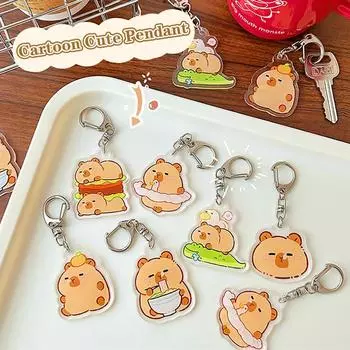 Мультяшный милый брелок Капибара акриловый забавный милый брелок с изображением животного креативная сумка кулон украшение дети женщины ювелирные изделия подарок