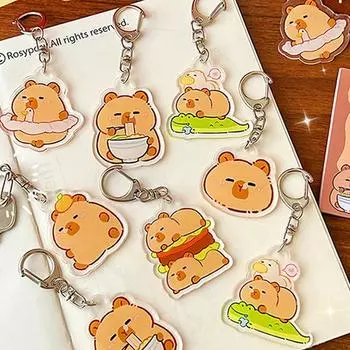 Мультяшный милый брелок Капибара, симпатичная акриловая креативная сумка, подвеска