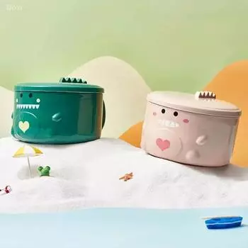 Мультяшный милый динозавр миска для лапши быстрого приготовления из нержавеющей стали с крышкой большая фруктовая салатница студенческое общежитие портативный ланч-бокс
