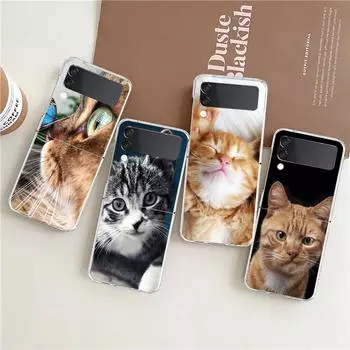 Мультяшный милый фон с котами прозрачный чехол для телефона Samsung Galaxy Z Flip 4 тонкий прочный чехол для Galaxy Z Flip 3 5G чехол Z Flip3 5G
