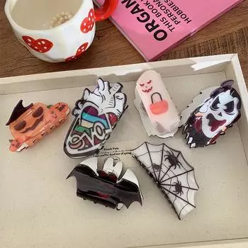 Мультяшный милый коготь для волос персонализированный паук тыква скелет акула клипса для женщин девочек Хэллоуин аксессуары для волос подарки