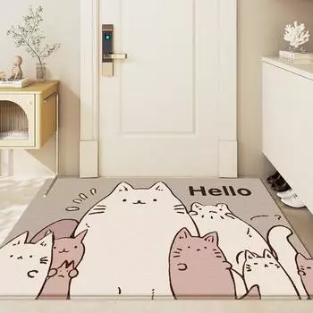 Мультяшный милый кот входная дверь нескользящий бархатный коврик Keni бытовой пылепоглощающий входная дверь ковер 50*80cm