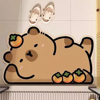 Мультяшный милый коврик из диатомовой грязи для ванной комнаты, прочный впитывающий материал, быстросохнущий, подушка для двери ванной комнаты, может резать коврик для ног 40 * 60cm