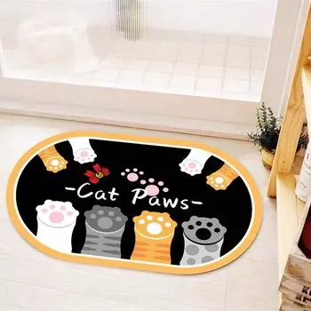 Мультяшный милый коврик из диатомовой грязи для ванной комнаты, впитывающий быстросохнущий коврик, овальный бытовой грязезащитный и нескользящий коврик 40 * 60cm