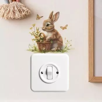 Мультяшный милый кролик-цветок, переключатель, прикрепленный к гостиной, крыльцу, украшение дома, настенная наклейка 14*16CM/fun-kg62