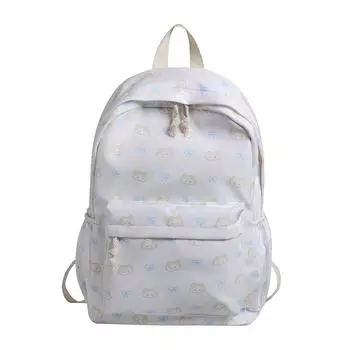Мультяшный милый маленький свежий рюкзак с простой печатью, повседневный студенческий школьный рюкзак большой вместимости для путешествий белый