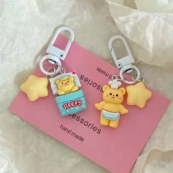 Мультяшный милый масляный медведь звезда брелок креативный кавайный кулон сумка украшения автомобильный брелок для ключей для женщин и девочек аксессуары