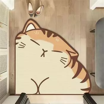 Мультяшный милый нерегулярный коврик для ванной комнаты, противоскользящий коврик для двери ванной комнаты, впитывающий коврик для домашнего вентилятора с диатомовой грязью 60 * 60cm