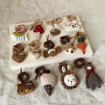 Мультяшный милый плюшевый тканевый маленький шейный кулон в виде животного женский нишевый литературный ретро вогнутый свитер цепочка кулон