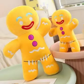 Мультяшный милый рождественский пряничный человечек, плюшевая игрушка, новогодний праздничный подарок, детская спальная подушка на день рождения 18CM жёлтый